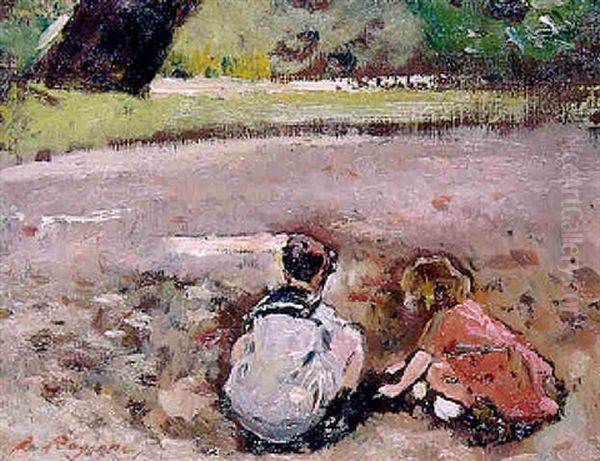 Enfants Jouant Au Jardin - view 1
