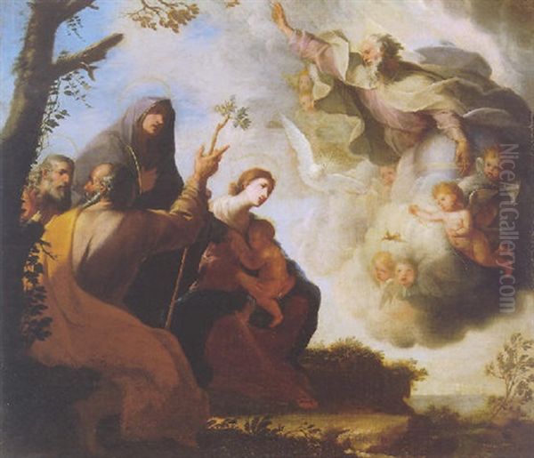 God The Father Appearing Before The Holy Family With Saints Anne And Joachim In A Landscape - view 1