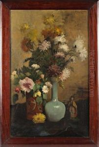 Nature Morte Aux Vases De Fleurs by Jules Felix Ragot