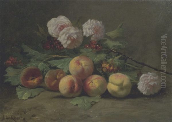 Stilleben Mit Pfirsichen Und Rosen - view 1