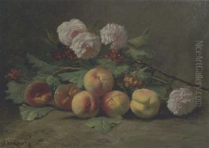 Stilleben Mit Pfirsichen Und Rosen Stilleben Mit Pfirsichen Und Rosen