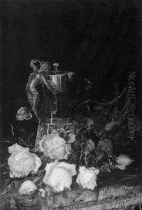 Stilleben Mit Rosen Und Einer Dekorativen Karaffe by Jules Felix Ragot