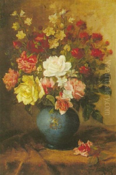 Flowers In A Blue Vase - view 1