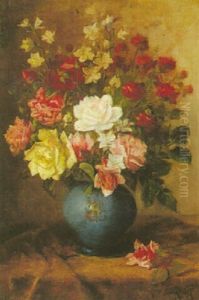Flowers In A Blue Vase