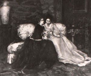 Two Women Reading A Letter by Jules Felix Ragot
