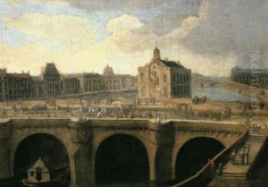 A View Of The Pont Neuf, Paris by Jean Baptiste Nicolas Raguenet