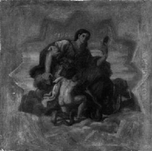 Sitzende Weibliche Gestalt, Einen Spiegel Haltend, Davor Ein Knabe, Der Eine Schlange Totet Sitzende Weibliche Gestalt, Einen Spiegel Haltend, Davor Ein Knabe, Der Eine Schlange Totet