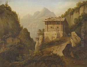 Gebirgslandschaft Mit Hutten