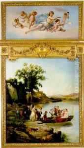 An Allegory Of Spring: The Goddess Pomona Surrounded By Putti; Embarking On A Boat Ride by Diodore Rahoult