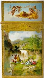 An Allegory Of Summer: The Goddess Ceres Surrounded By Putti; A Picnic Near A Waterfall