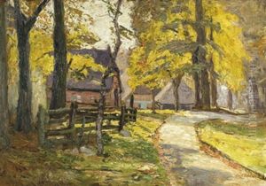 Herbstliche Landschaft Mit Gehoft Herbstliche Landschaft Mit Gehoft