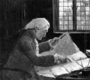 A Gentleman In An Interior Reading A Document by William Rainey