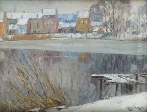 Town In Winter by Mecislas Rakowski