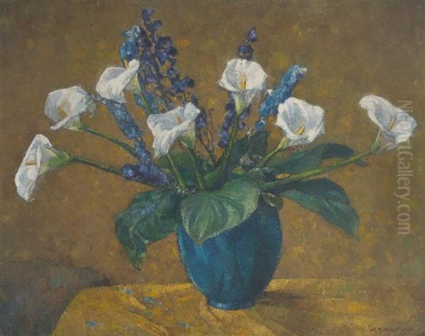 Vase Fleuri D'arums - view 1