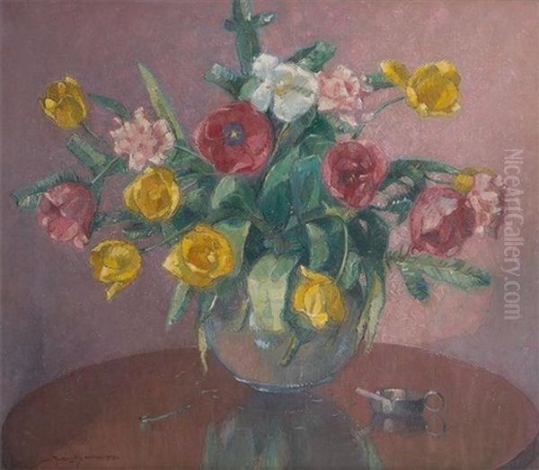 Vase Fleuri De Roses Et De Pivoines - view 1