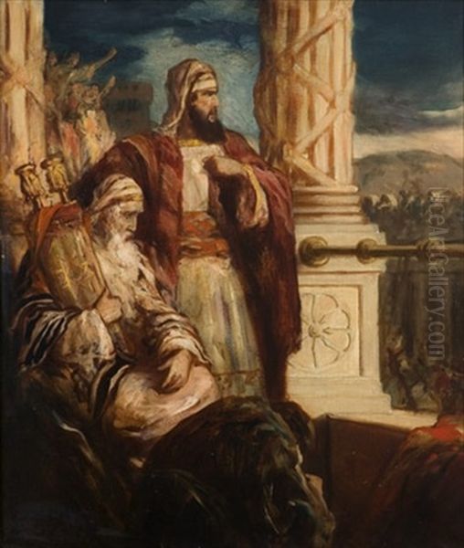 Moses And Aaron On The Background Of The Walls Of Jerusalem - view 1