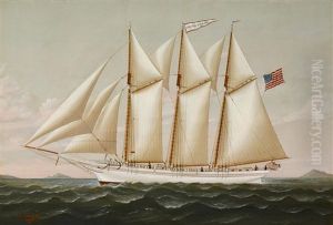 The Three Masted Schooner Joseph G. Dean Headed Out To Sea The Three Masted Schooner Joseph G. Dean Headed Out To Sea