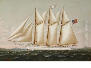 The Three Masted Schooner Joseph G. Dean Headed Out To Sea by Charles Sidney Raleigh