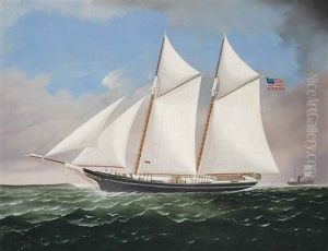 The American Schooner M.h. Read Under Full Canvas The American Schooner M.h. Read Under Full Canvas