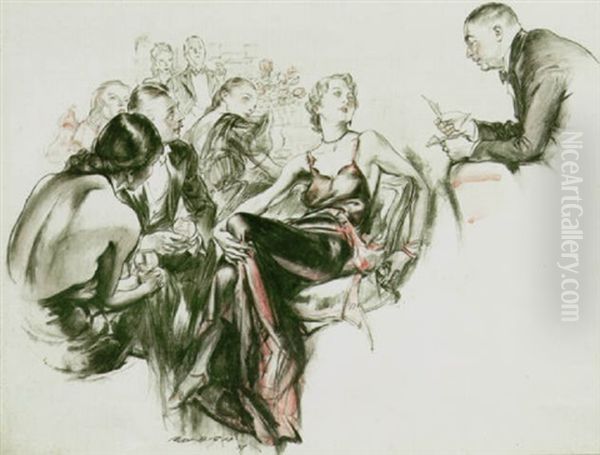 Man Reading Letter Aloud At Formal Party - view 1