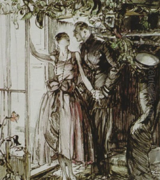 Couple By A French Window - view 1
