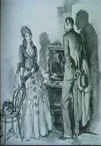 Man Visiting Actress In Dressing Room [she Stood And Looked At Him, And Startled, He Realized That It Was For Him... - view 1