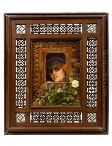 Jeune Femme A Travers La Fenetre by Theodore Jacques Ralli