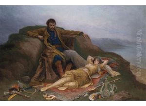 Furst Und Prinzesssin In Der Einode by Theodore Jacques Ralli