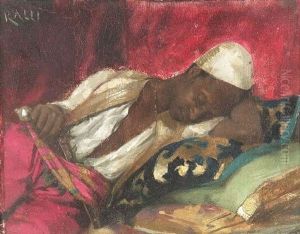 Schlafender Orientale Mit Pistole by Theodore Jacques Ralli