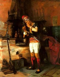 Bashi-bazouks Dans Un Cafe De Smyrne by Theodore Jacques Ralli