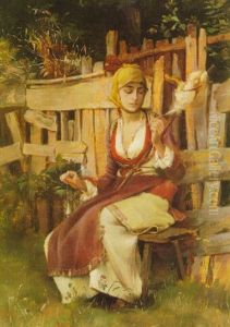 Girl Spinning Wool