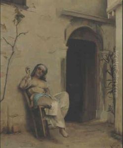 Femme Turque Fumant by Theodore Jacques Ralli