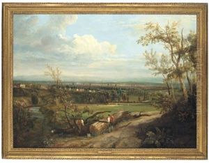 An Extensive View Of Manchester, From The South-west, With Wood-sawyers In The Foreground by John Ralston
