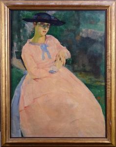 Tableau Hst - La Robe Rose - Signe Ramah Henri Pseudo De Ramaekers Henri Francois by Henri Ramaeker