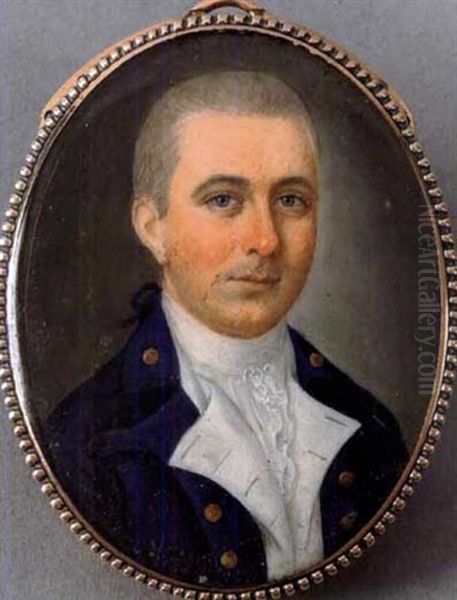 Portrait Of A Gentleman In A Blue Coat With Gold Buttons And White Waistcoat - view 1