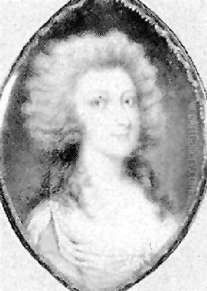 A Lady, With Powdered Hair, Wearing Blue Dress With White Collar - view 1