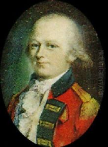 An Officer, Wearing Red Uniform With Green Facing And Gold Epaulettes