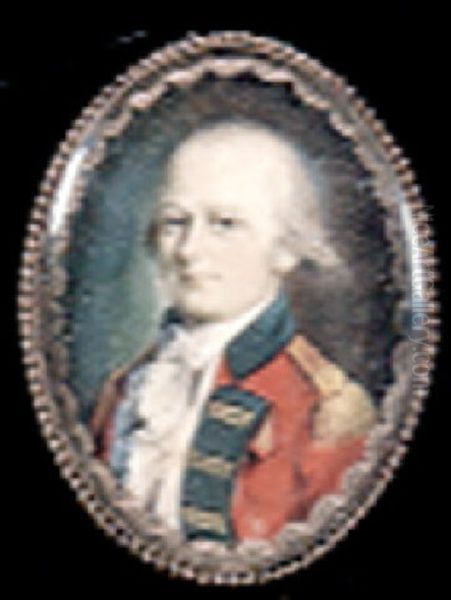 An Officer, Wearing Red Uniform With Green Facing And Gold Epaulettes - view 1
