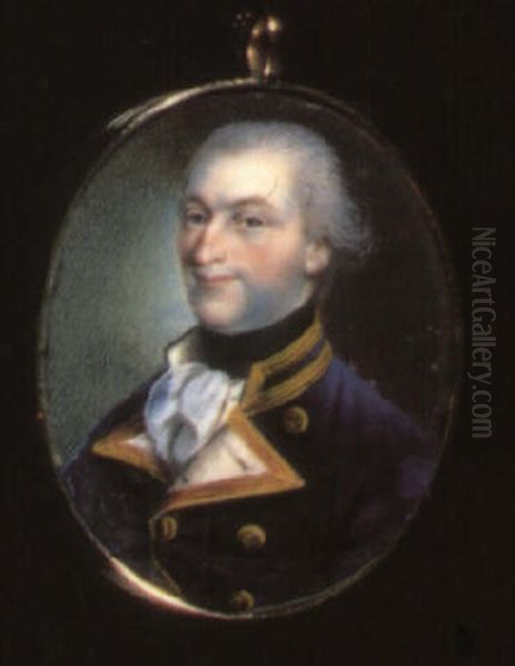 A Naval Officer In Blue Uniform With Gold Facings And White Cravat - view 1