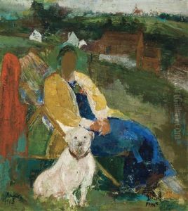 Femme Et Chien (1913) by Ramah (Henri Francois Raemaeker)