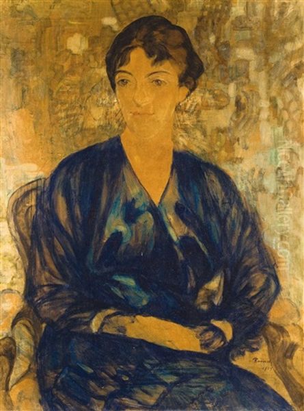 Dame Assise En Robe Noir - view 1