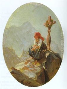 Bauernmadchen Am Gipfelkreuz