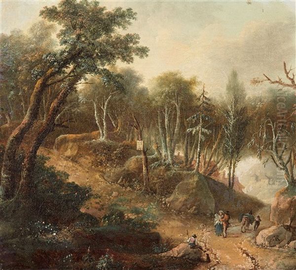 Waldlandschaft Mit Belebtem Weg - view 1