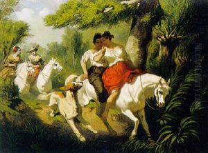 Ausreitende Damen Tauschen Geheimnisse Aus by Charles Ramelet