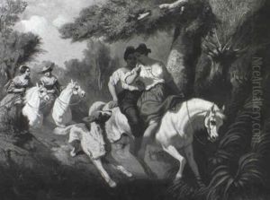 Jagtselskab Ved Alciennes by Charles Ramelet