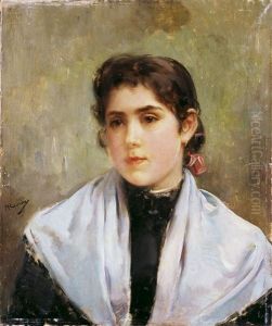 Retrato De Nina Con Panuelo by Manuel Ramirez Ibanez