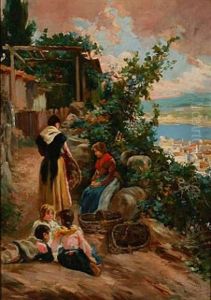 Women And Children On A Mountain Road