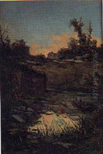 Paisaje Con Rio Y Casas by Manuel Ramos Artal