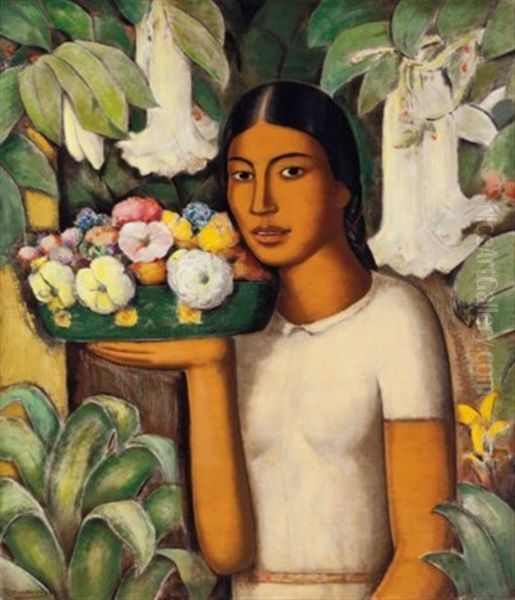 Mujer Con Flores - view 1