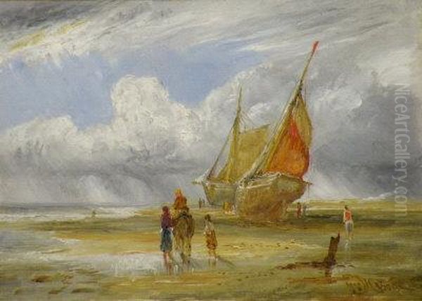 Fisherfolk And Beached Fishing Boats - view 1